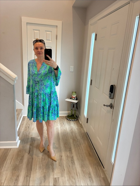 Lilly Pulitzer Dresses & Skirts - Vibrant Green & Blue Floral V-Neck Tiered Dress. by Lily Pulitzer